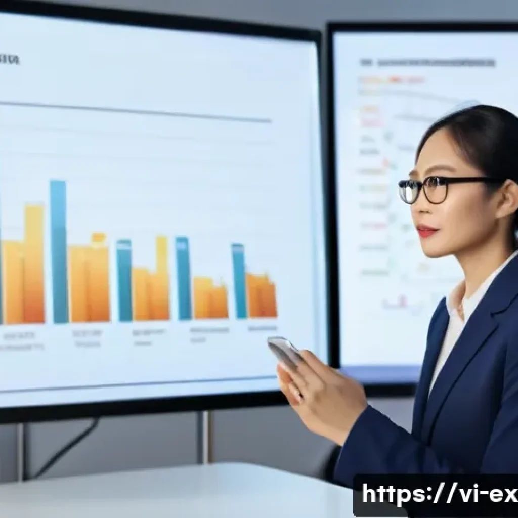 T자형 전문성과 고객 만족의 관계 - A professional Vietnamese businesswoman confidently presenting a detailed marketing strategy to a di...