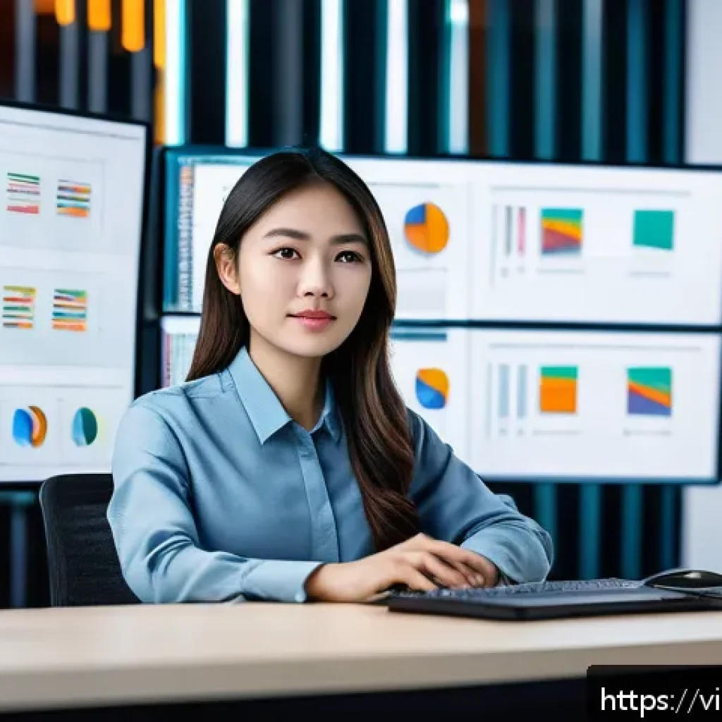T자형 전문성과 경력 목표의 정렬 - A professional Vietnamese office scene showcasing a young female IT specialist deeply focused on cod...