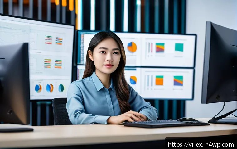 T자형 전문성과 경력 목표의 정렬 - A professional Vietnamese office scene showcasing a young female IT specialist deeply focused on cod...