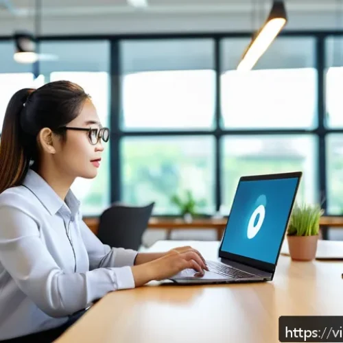 Home 30 T자형 전문성과 지속 가능성의 관계 - A modern office scene featuring a diverse Vietnamese professional woman in smart casual attire, conf...